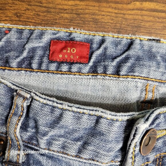 Vtg Express Jeans Size 12 Boot Low Rise Medium Light Wash Denim Western Y2K - Picture 6 of 13